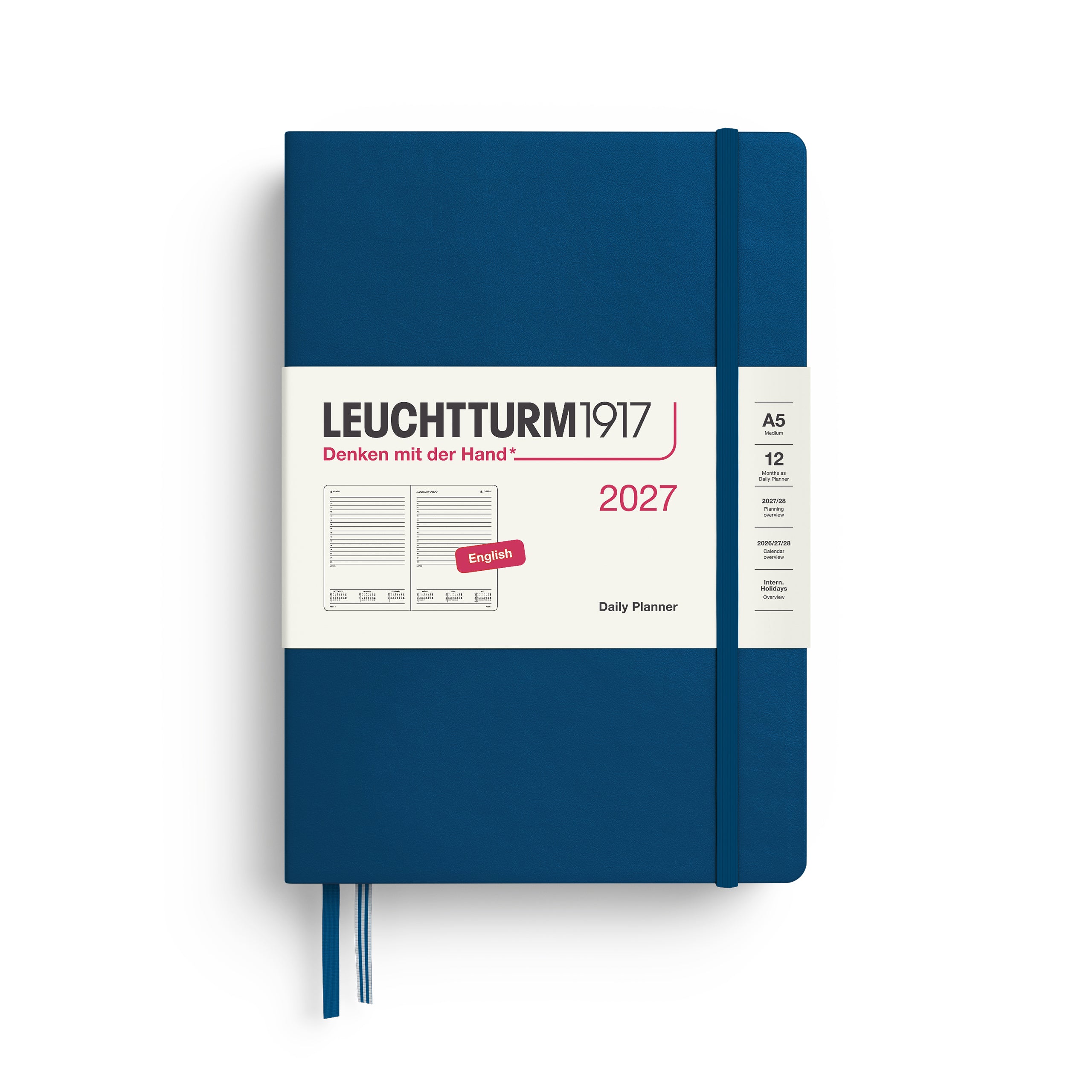 Agenda Journalier 2027 LEUCHTTURM1917, Anglais - A5 - Hardcover - Indigo