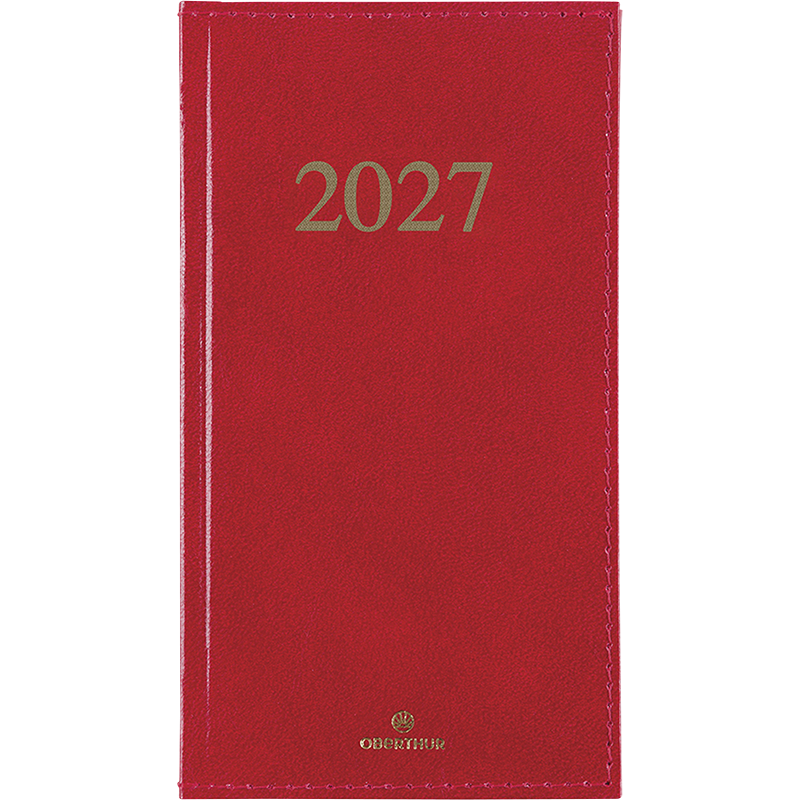 Agenda 2027 OBERTHUR Kiev - 9 x 16,5 cm - 1 semaine sur 2 pages - Orientation verticale - Rouge