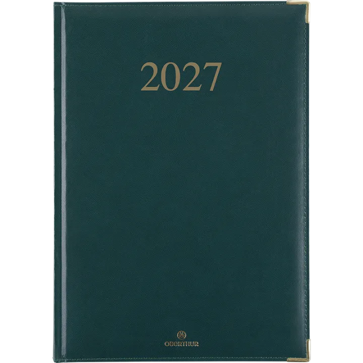 Agenda 2027 OBERTHUR Kiev - 21 x 27 cm - 1 semaine sur 2 pages - Orientation verticale - Vert