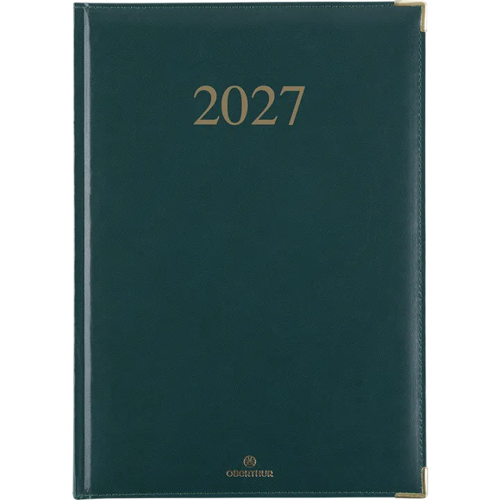 Agenda 2027 OBERTHUR Kiev - 21 x 29,7 cm - 1 semaine sur 2 pages - Orientation verticale - Vert