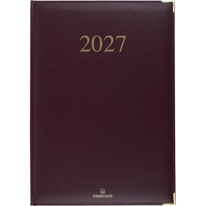 Agenda 2027 OBERTHUR Kiev - 21 x 29,7 cm - 1 semaine sur 2 pages - Orientation verticale - Bordeaux