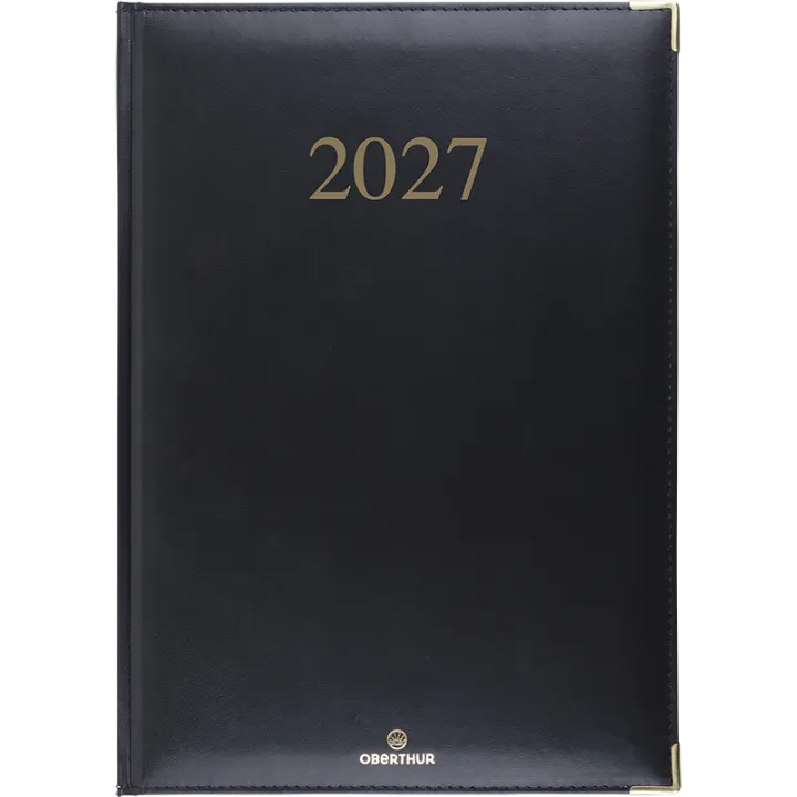 Agenda 2027 OBERTHUR Kiev - 21 x 29,7 cm - 1 semaine sur 2 pages - Orientation verticale - Noir