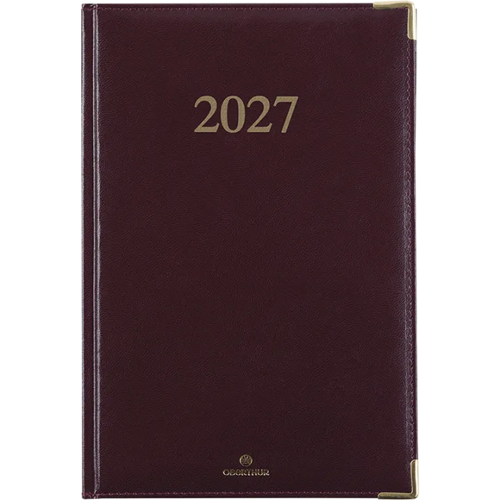 Agenda 2027 OBERTHUR Kiev - 16 x 24 cm - 1 semaine sur 2 pages - Orientation verticale - Bordeaux