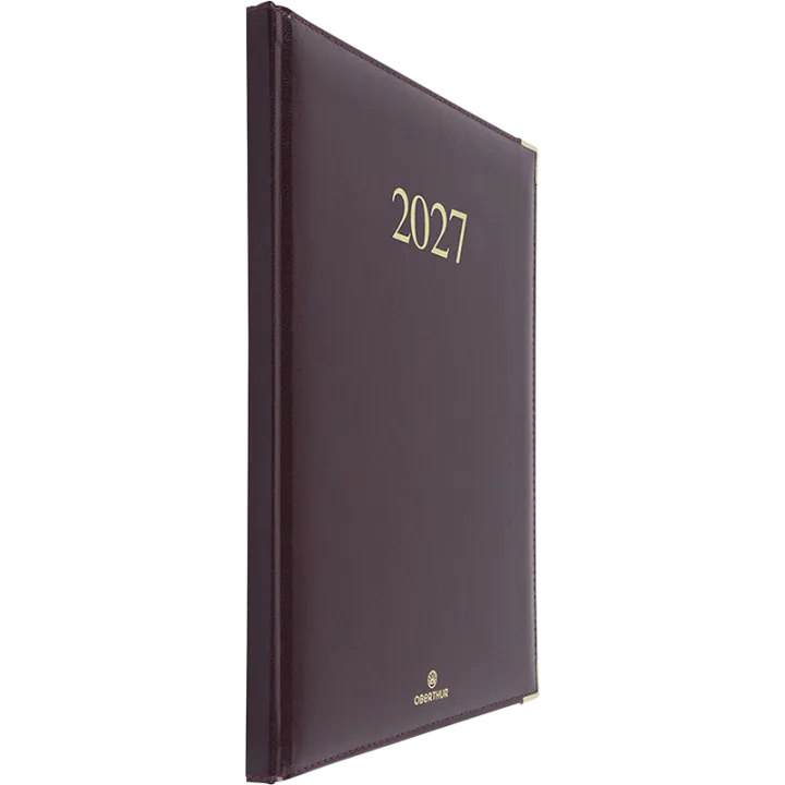 Agenda 2027 OBERTHUR Kiev - 21 x 27 cm - 1 semaine sur 2 pages - Orientation verticale - Bordeaux
