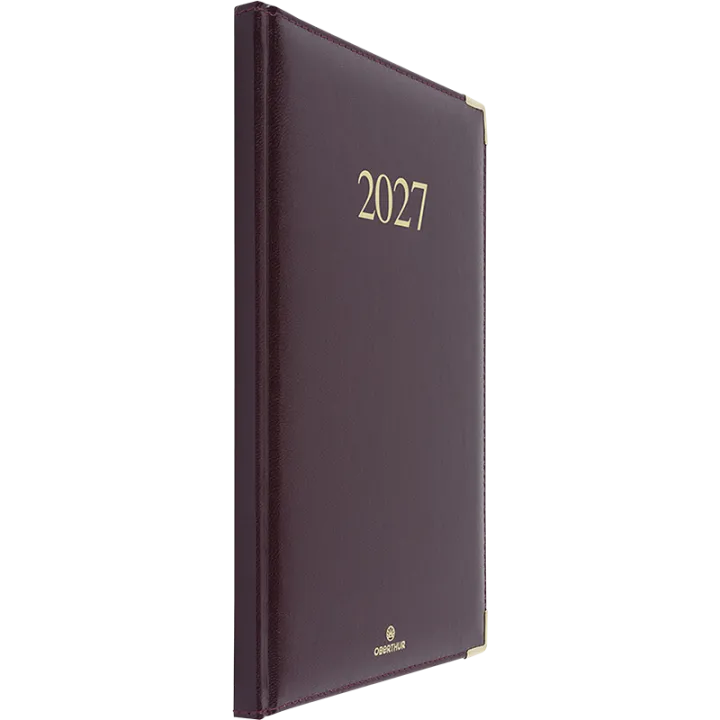 Agenda 2027 OBERTHUR Kiev - 16 x 24 cm - 1 semaine sur 2 pages - Orientation verticale - Bordeaux