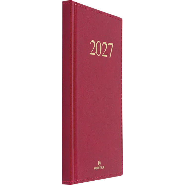 Agenda 2027 OBERTHUR Kiev - 9 x 16,5 cm - 1 semaine sur 2 pages - Orientation verticale - Rouge