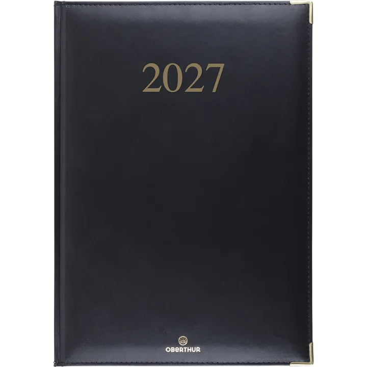 Agenda 2027 OBERTHUR Kiev - 21 x 27 cm - 1 semaine sur 2 pages - Orientation verticale - Noir
