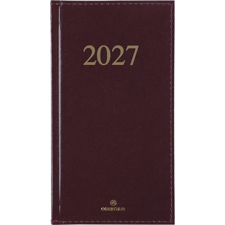 Agenda 2027 OBERTHUR Kiev - 9 x 16,5 cm - 1 semaine sur 2 pages - Orientation verticale - Bordeaux