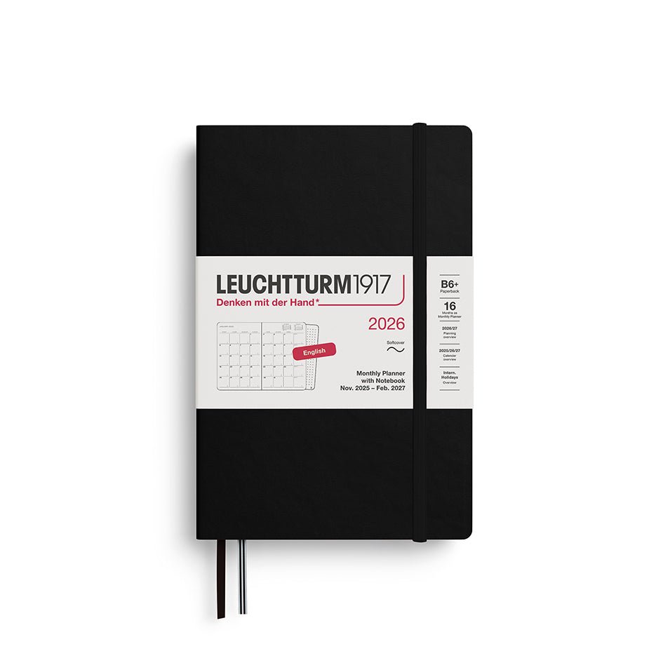 Agenda Mensuel 2026 LEUCHTTURM1917, Anglais - B6+ - Softcover - Black - 4004117666834