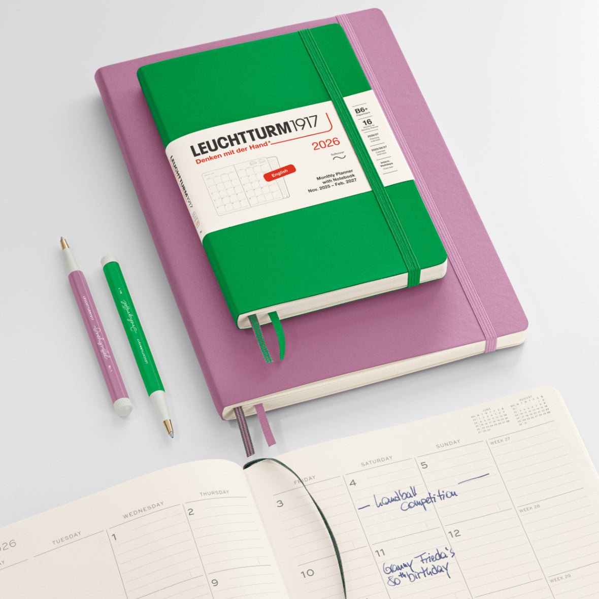 Agenda Mensuel 2026 LEUCHTTURM1917, Anglais - B6+ - Softcover - Spring Leaf - 4004117666865