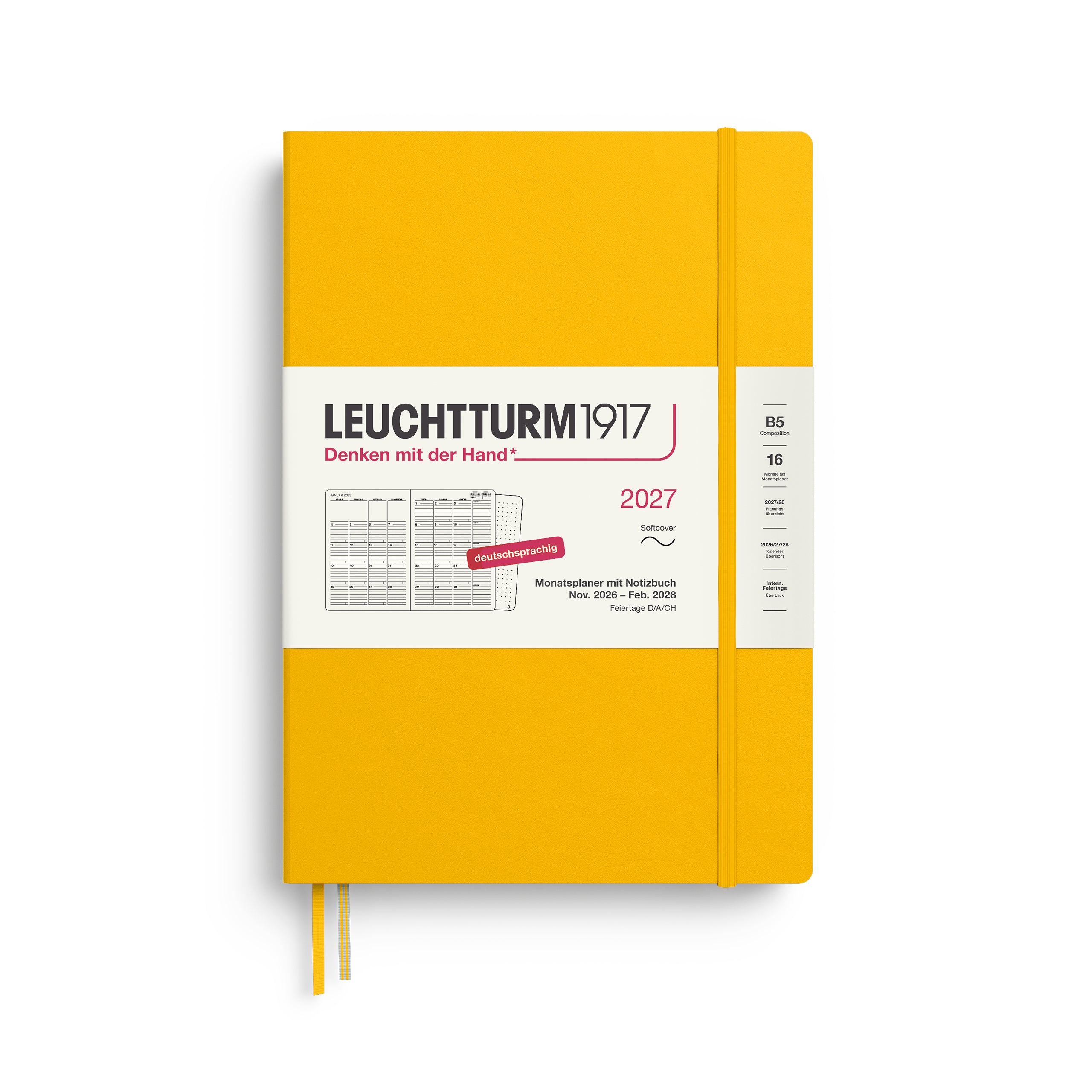 Agenda Mensuel 2027 LEUCHTTURM1917, Anglais - B5 - Softcover - Sunflower