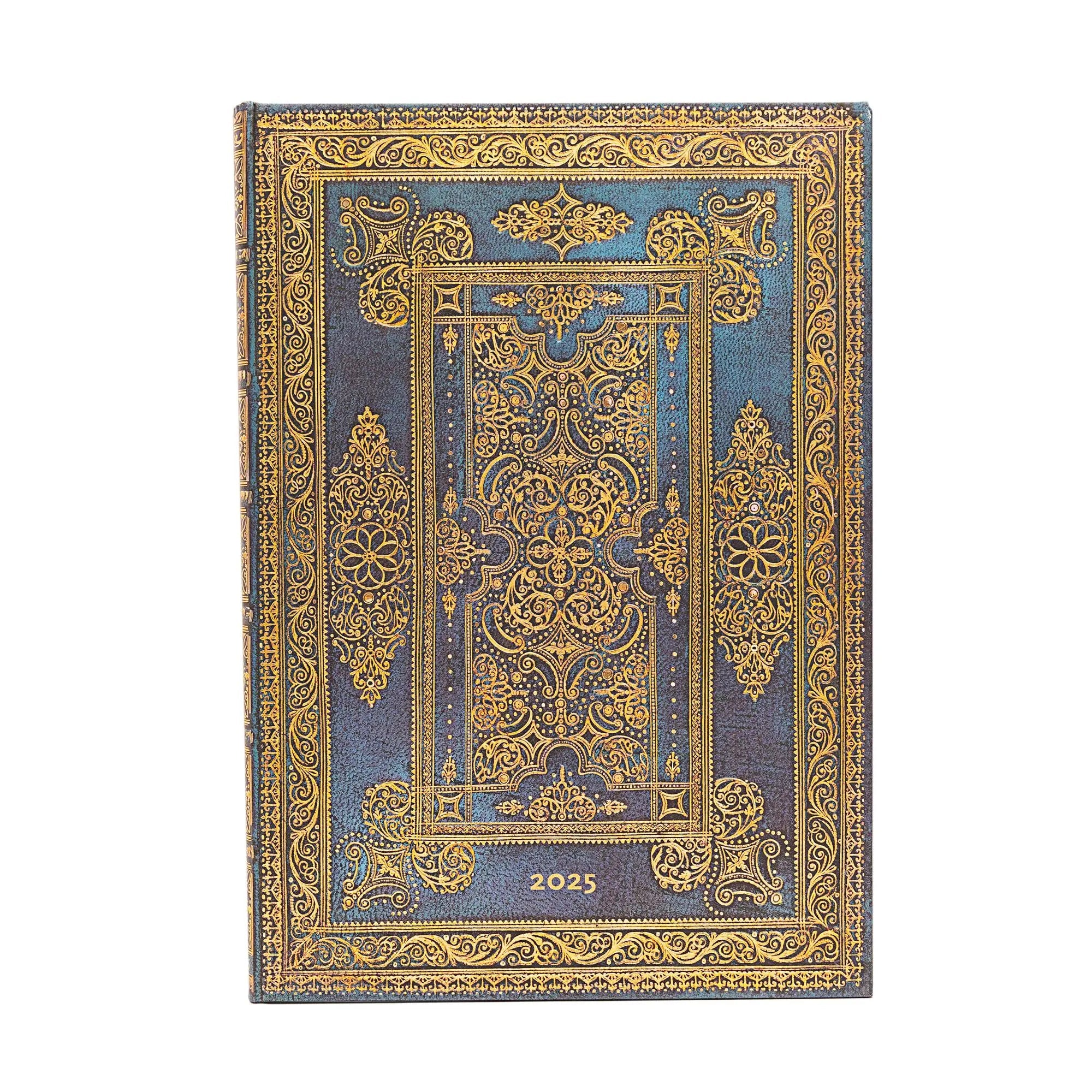 Agenda PAPERBLANKS 2025 Luxe Bleu - 12 mois - 1 semaine sur 2 pages - Grand Rigide Vertical 160p - 9781408759356