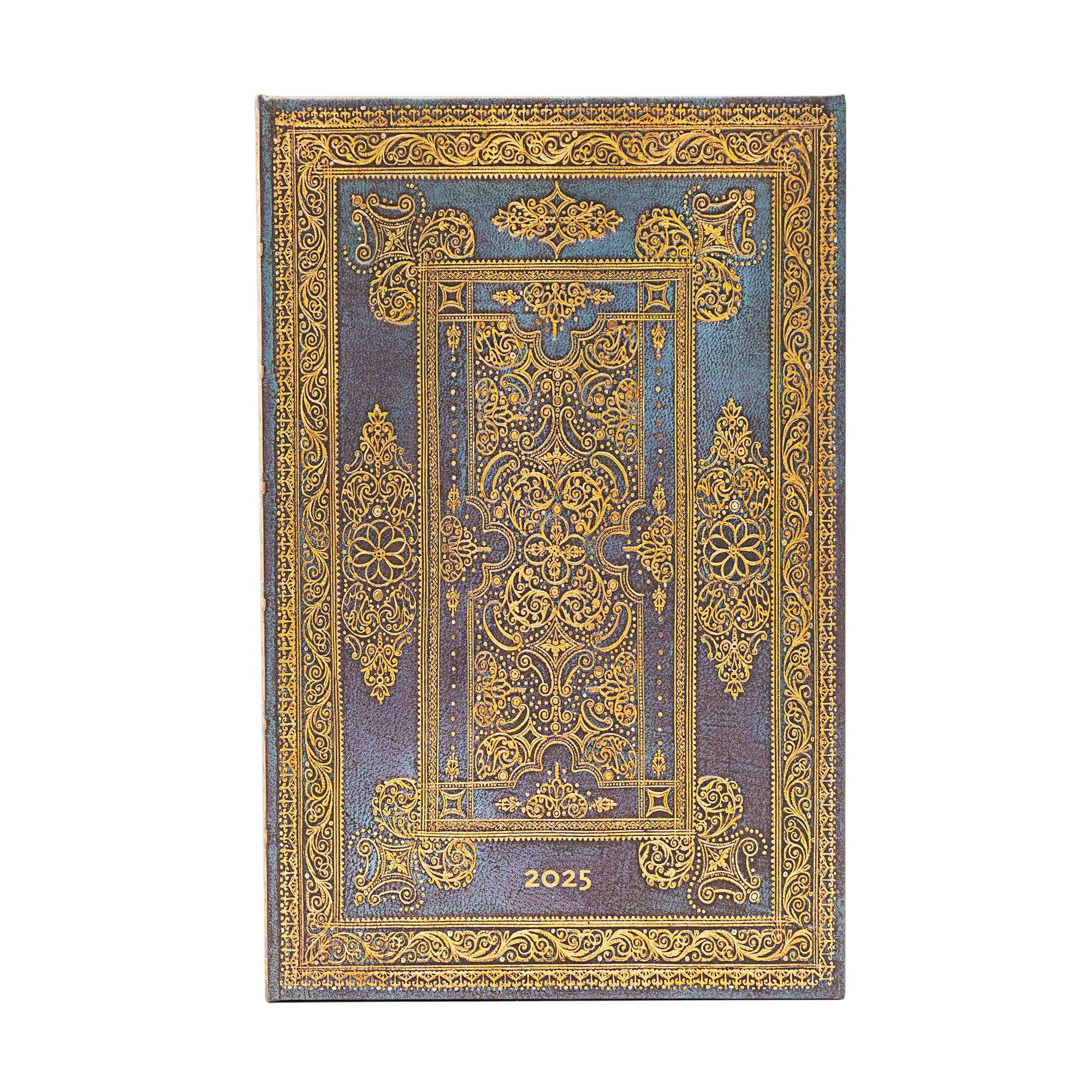 Agenda PAPERBLANKS 2025 Luxe Bleu - 12 mois - 1 semaine sur 2 pages - Maxi Rigide Horizontal 160p - 9781408759141