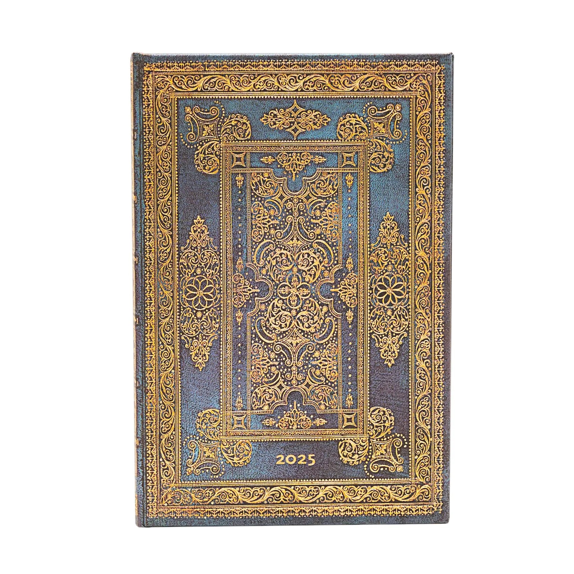 Agenda PAPERBLANKS 2025 Luxe Bleu - 12 mois - 1 semaine sur 2 pages - Mini Rigide Horizontal 160p - 9781408758687
