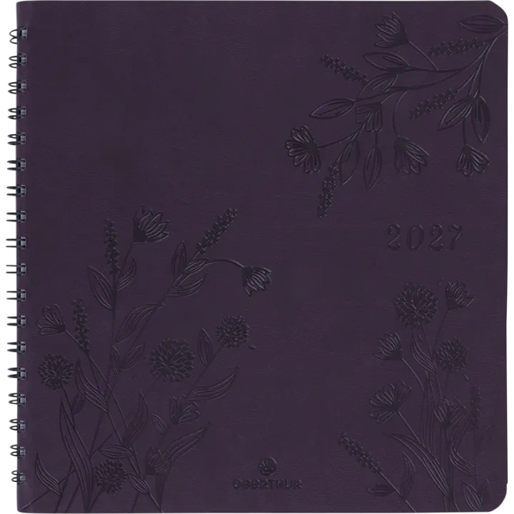 Agenda 2027 OBERTHUR Primrose - 16 x 16 cm - 1 semaine sur 2 pages - Orientation verticale - Violet