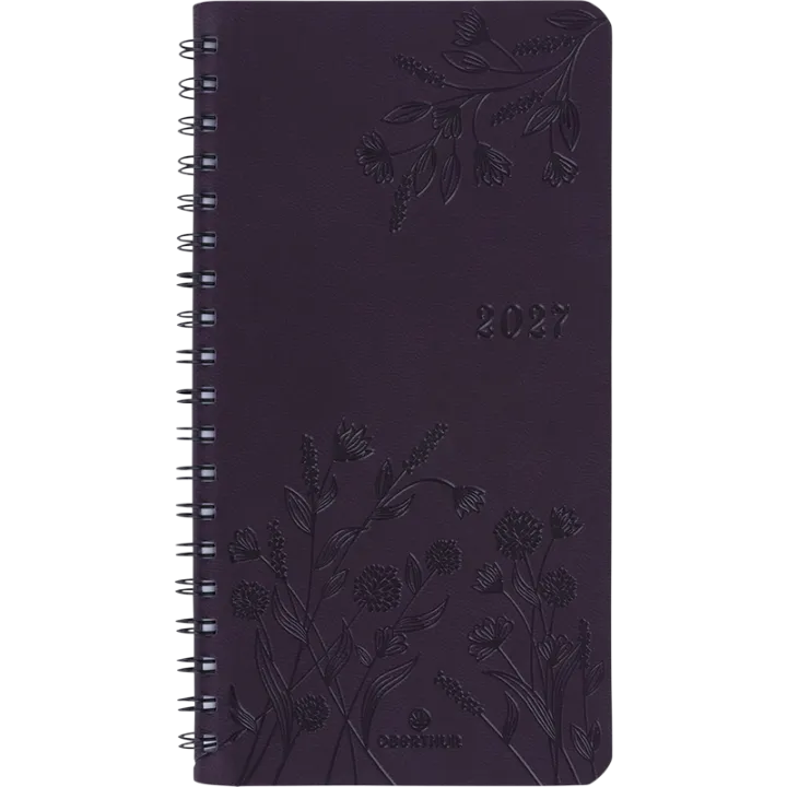Agenda 2027 OBERTHUR Primrose - 9 x 16,5 cm - 1 semaine sur 2 pages - Orientation verticale - Violet