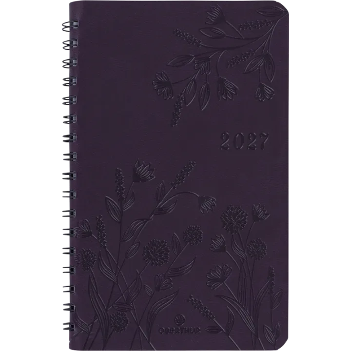 Agenda 2027 OBERTHUR Primrose - 10 x 15 cm - 1 semaine sur 2 pages - Orientation verticale - Violet