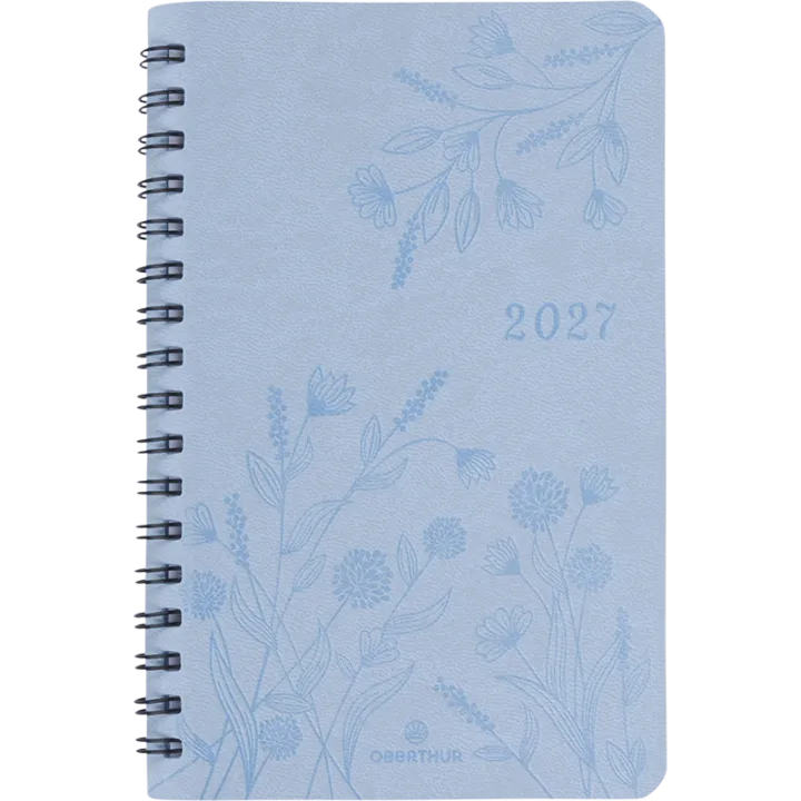 Agenda 2027 OBERTHUR Primrose - 10 x 15 cm - 1 semaine sur 2 pages - Orientation verticale - Bleu ciel