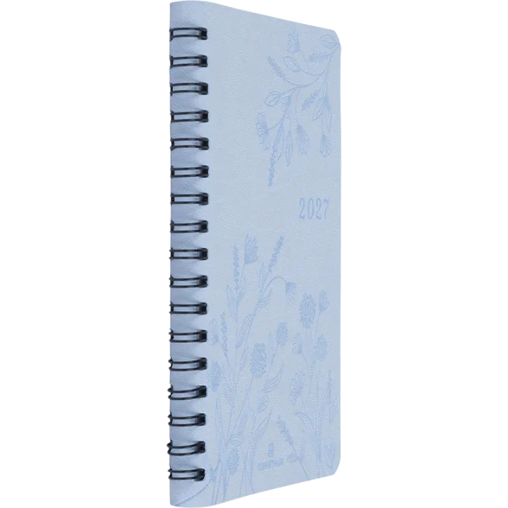 Agenda 2027 OBERTHUR Primrose - 10 x 15 cm - 1 semaine sur 2 pages - Orientation verticale - Bleu ciel