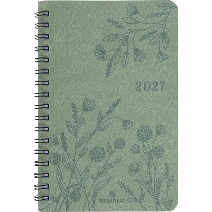 Agenda 2027 OBERTHUR Primrose - 10 x 15 cm - 1 semaine sur 2 pages - Orientation verticale - Vert sauge