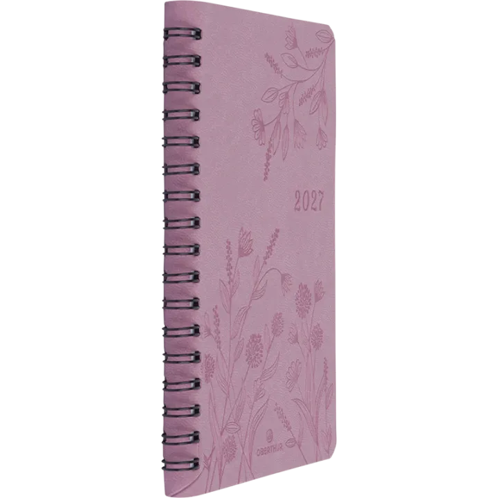 Agenda 2027 OBERTHUR Primrose - 10 x 15 cm - 1 semaine sur 2 pages - Orientation verticale - Bois de rose