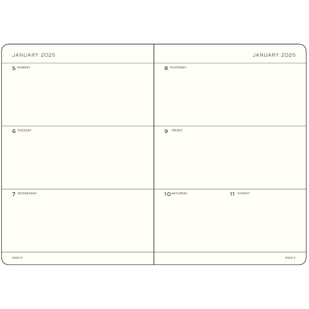 Agenda Semainier 2025 - 2026 (18 mois) LEUCHTTURM1917, Anglais - A5 - Hardcover - Black - 4004117667015