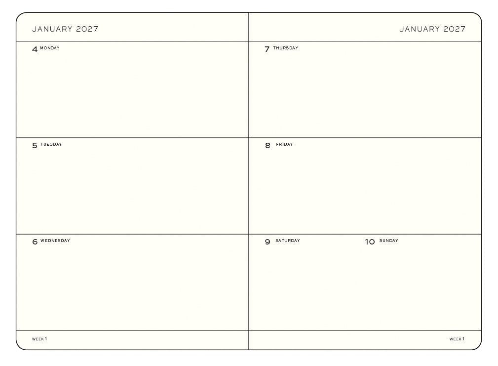 Agenda Semainier 2026 - 2027 (18 mois) LEUCHTTURM1917, Anglais - A5 - Hardcover - Black - 4070292003399