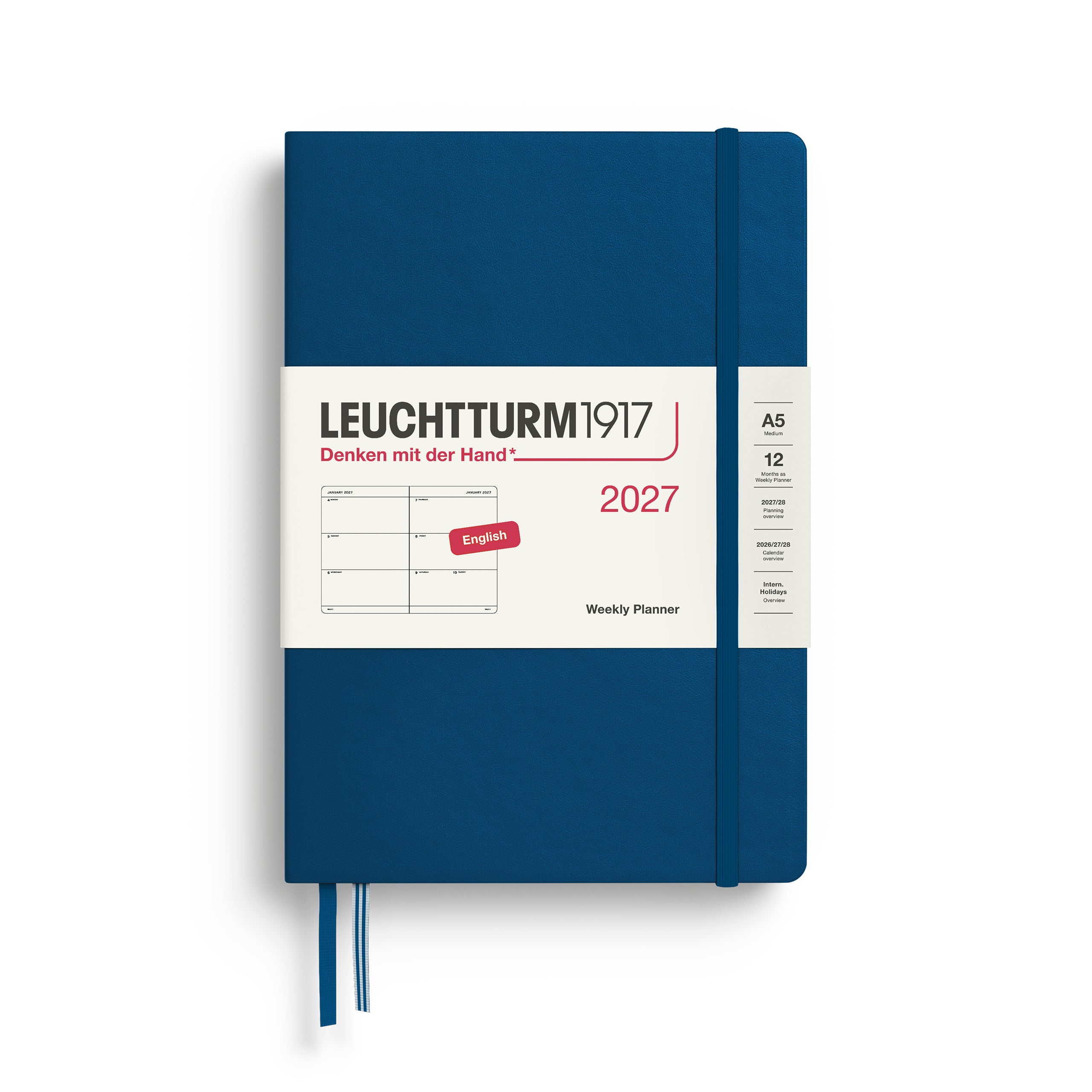 Agenda Semainier 2027 LEUCHTTURM1917, Anglais - A5 - Hardcover - Indigo