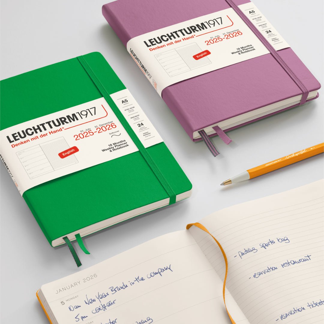 Agenda Semainier & Note Ligné 2025 - 2026 (18 mois) LEUCHTTURM1917, Anglais - A5 - Softcover - Ink - 4004117665981