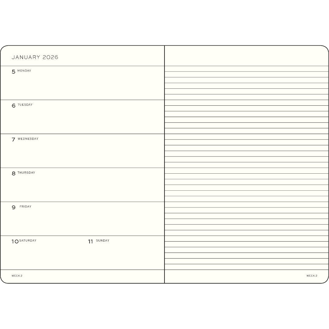 Agenda Semainier & Note Ligné 2025 - 2026 (18 mois) LEUCHTTURM1917, Anglais - A5 - Softcover - Ink - 4004117665981
