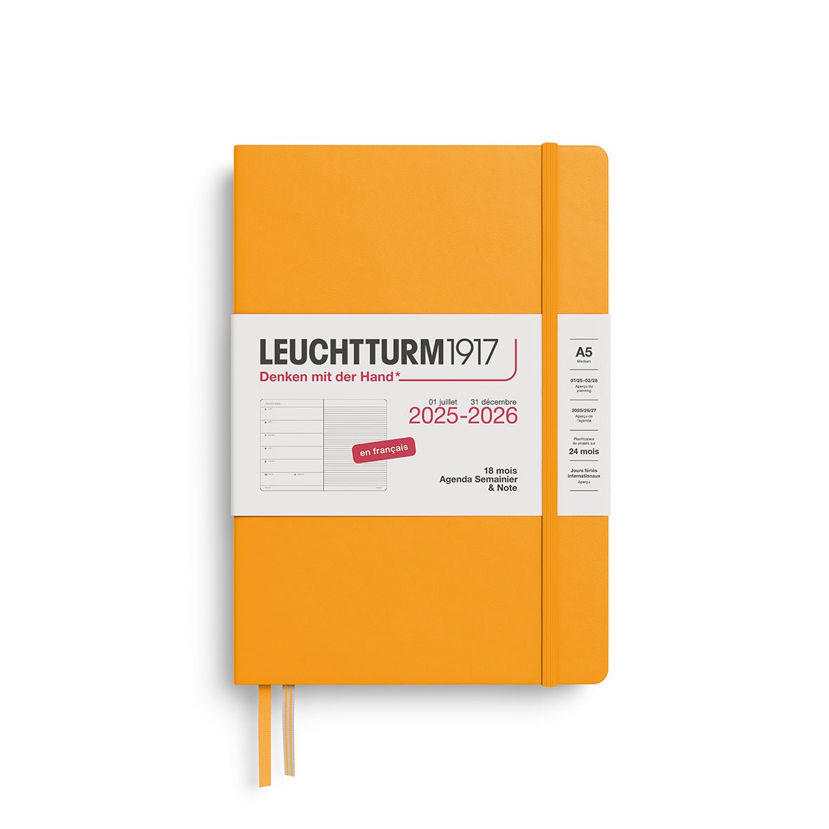 Agenda Semainier & Note Ligné 2025 - 2026 (18 mois) LEUCHTTURM1917, Français - A5 - Hardcover - Rising Sun - 4004117667626