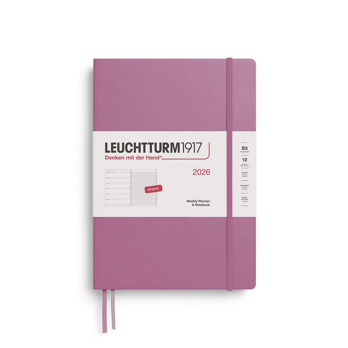 Agenda Semainier & Note Ligné 2026 LEUCHTTURM1917, Anglais - B5 - Hardcover - Dusty Rose - 4004117665363
