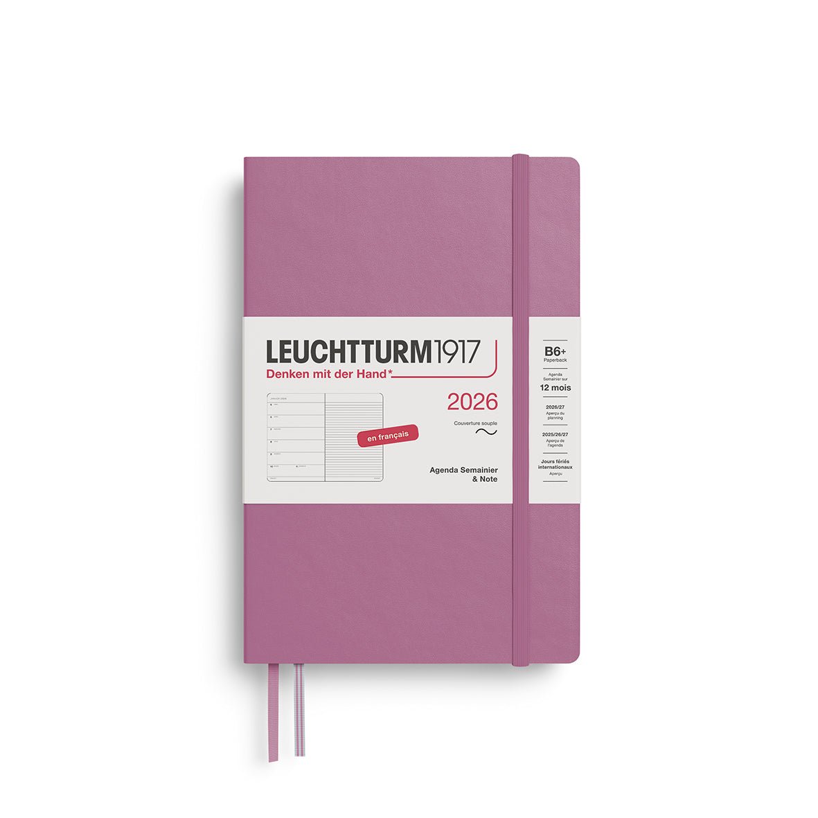 Agenda Semainier & Note Ligné 2026 LEUCHTTURM1917, Français - B6+ - Softcover - Dusty Rose - 4004117667374