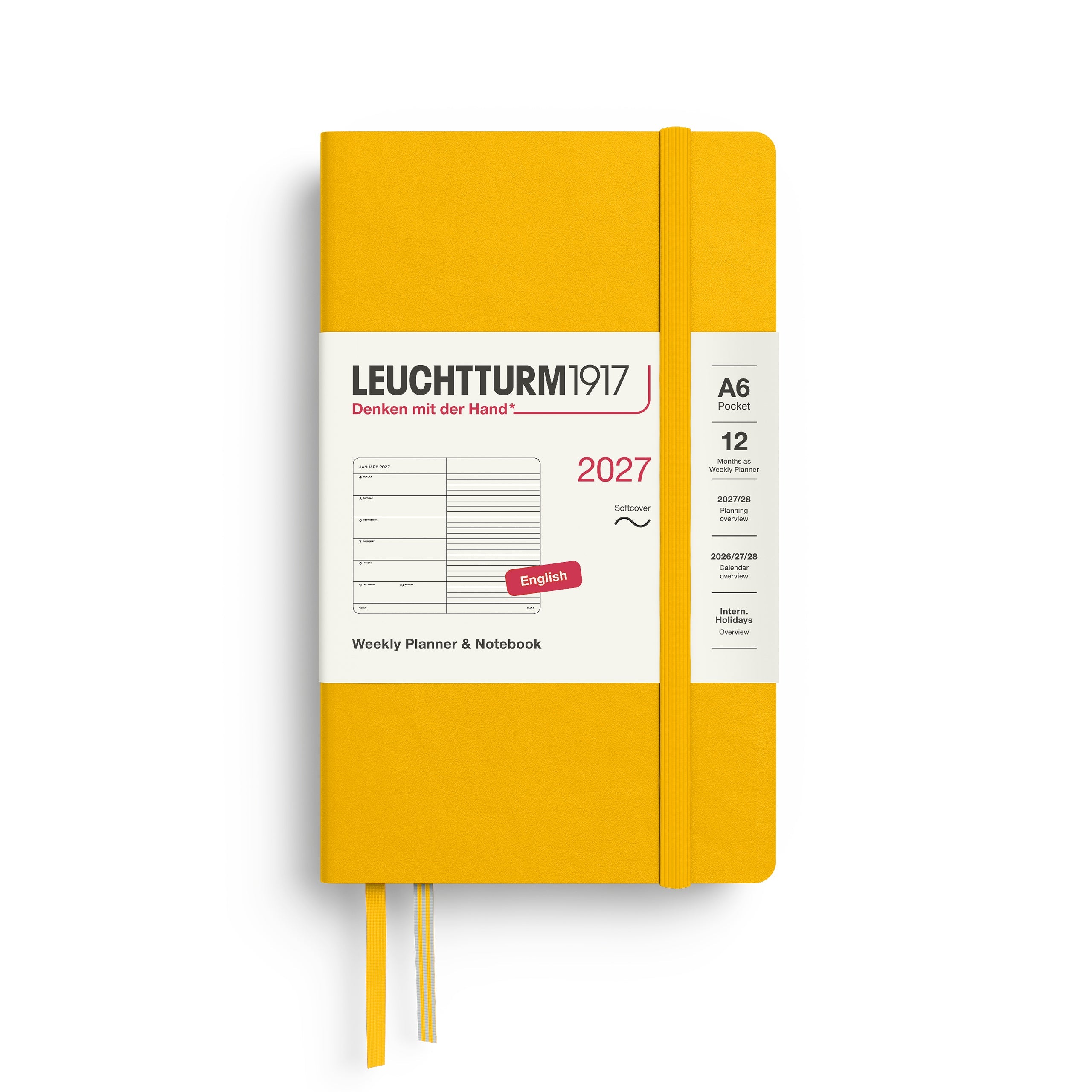 Agenda Semainier & Note Ligné 2027 LEUCHTTURM1917, Anglais - A6 - Softcover - Sunflower - 4070292002392