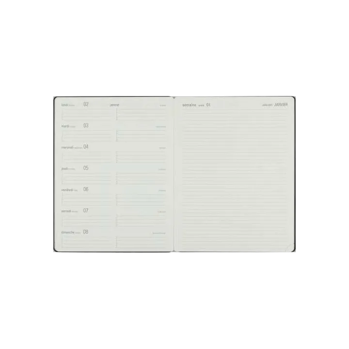 Agenda 2027 OBERTHUR Stan - 13 x 20 cm - 1 semaine + notes - Orientation horizontale - Bleu