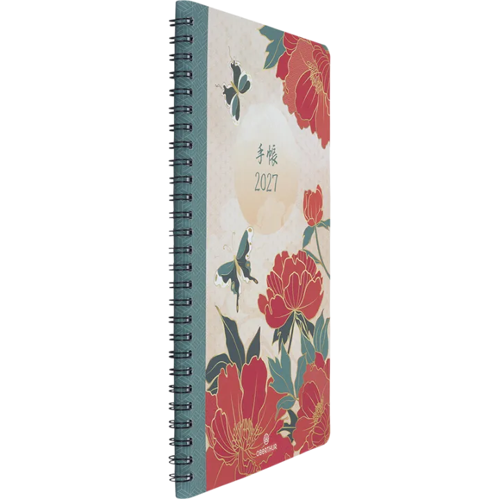Agenda 2027 OBERTHUR Tokyo - 16 x 24 cm - 1 semaine sur 2 pages - Orientation verticale - Papillons