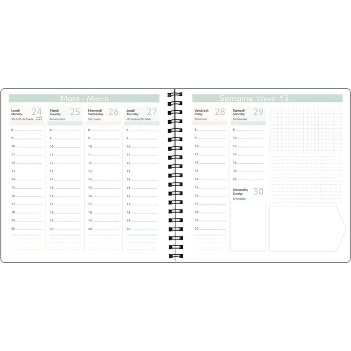 Agenda 2027 OBERTHUR Tokyo - 16 x 16 cm - 1 semaine sur 2 pages - Orientation verticale - Lanternes