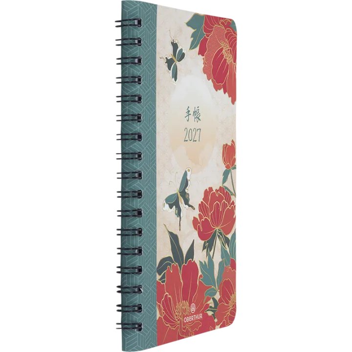 Agenda 2027 OBERTHUR Tokyo - 10 x 15 cm - 1 semaine sur 2 pages - Orientation verticale - Papillons