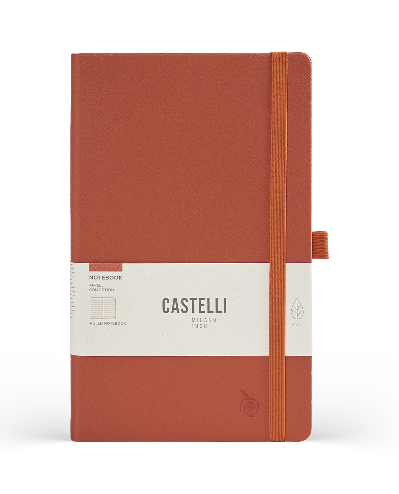 Carnet CASTELLI MILANO Appeel Classic - 19 x 25 cm - Hardcover - Ligné - Apple Kaki