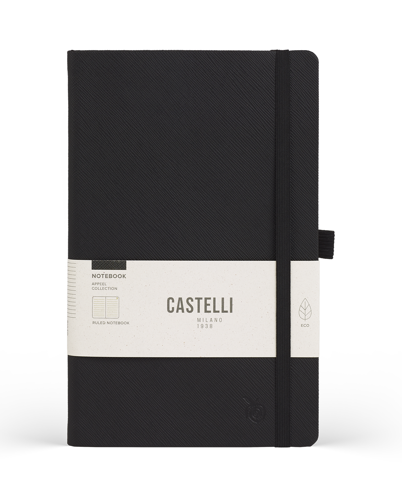 Carnet CASTELLI MILANO Appeel Classic - 19 x 25 cm - Hardcover - Ligné - Black