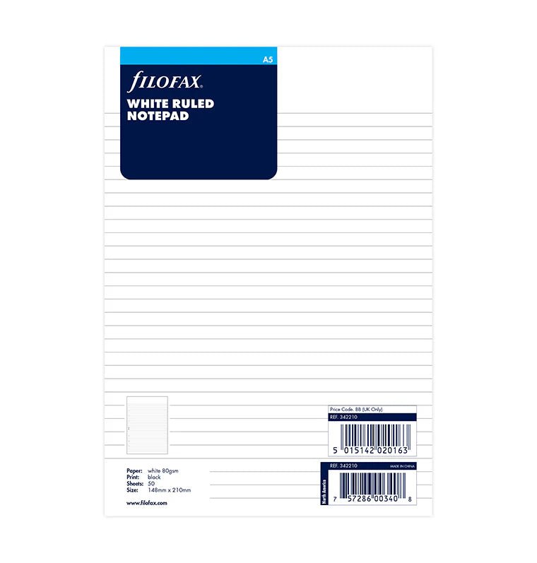 Bloc - notes ligné FILOFAX - Blanc - A5 - A5 - Ligné - 5015142020163