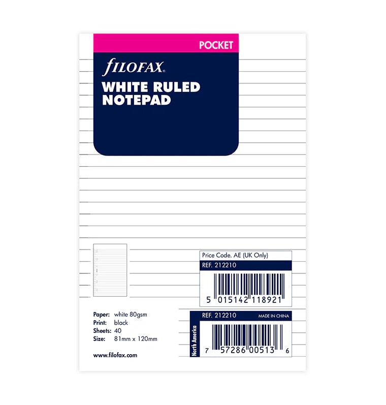 Bloc - notes ligné FILOFAX - Blanc - Pocket - Pocket - Ligné - 5015142118921