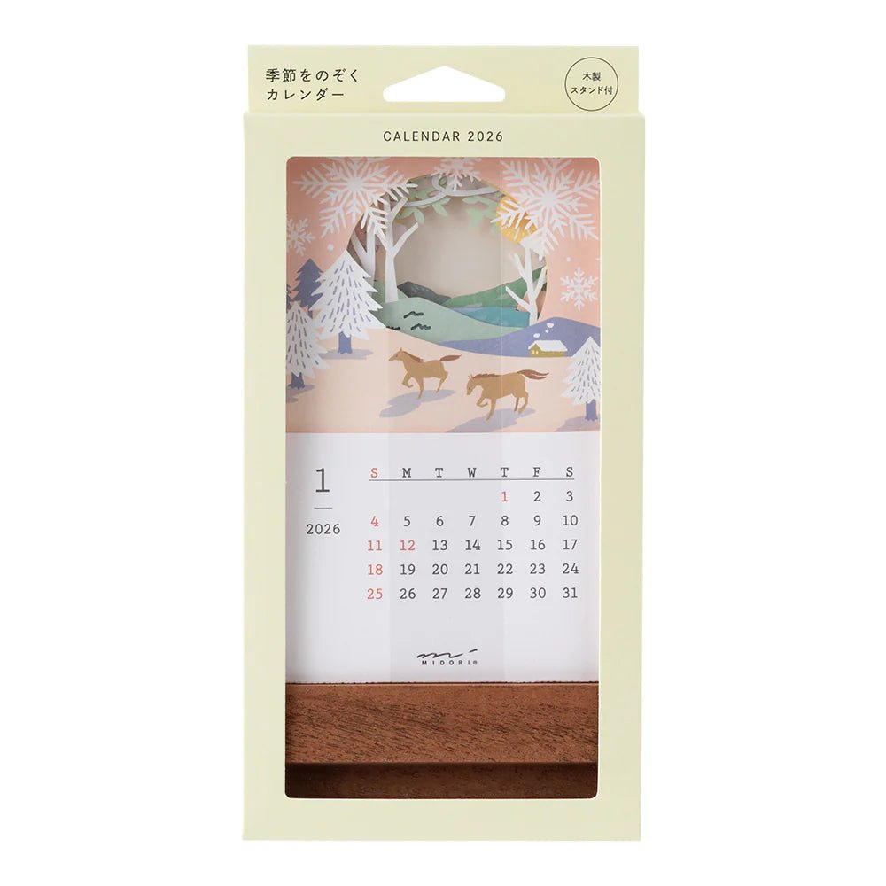 Calendrier sur pied 2026 MIDORI Desktop Seasonal Calendar - Panorama saisonnier - 4902805313698