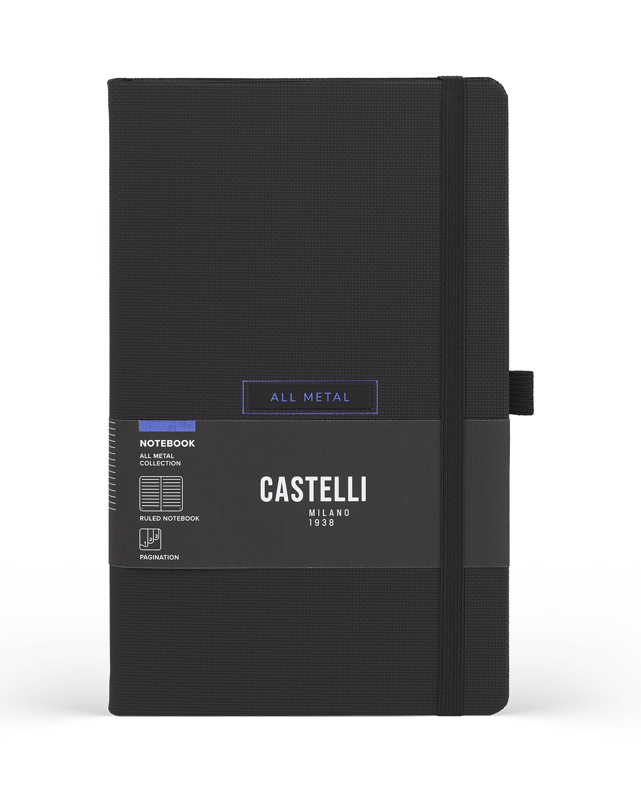 Carnet CASTELLI MILANO All Metal - 13 x 21 cm - Hardcover - Ligné - Blue - 8056149954706