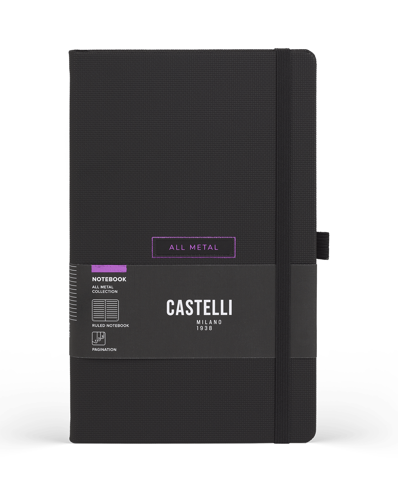 Carnet CASTELLI MILANO All Metal - 13 x 21 cm - Hardcover - Ligné - Fuchsia - 8056149954683