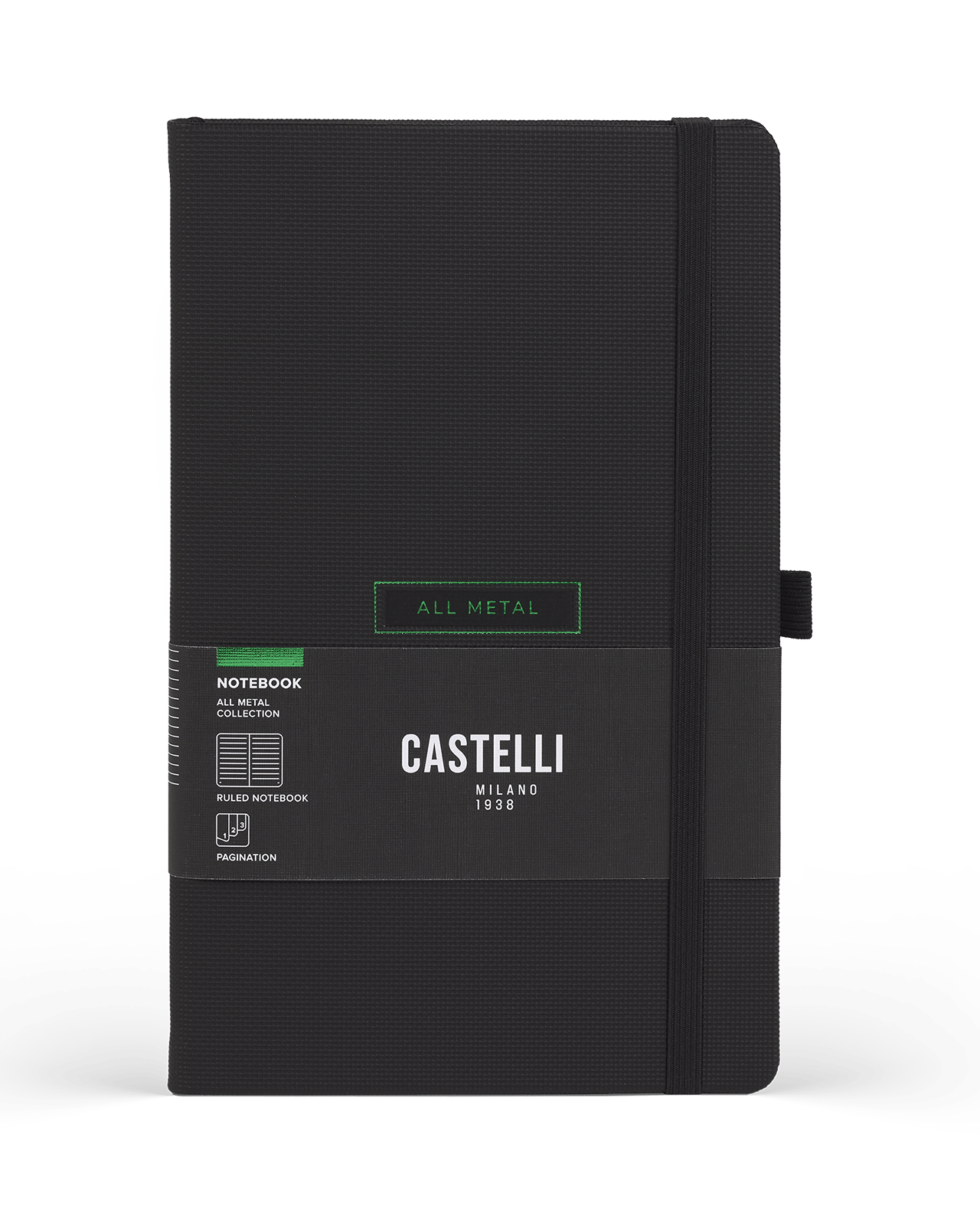 Carnet CASTELLI MILANO All Metal - 13 x 21 cm - Hardcover - Ligné - Green - 8056149954690