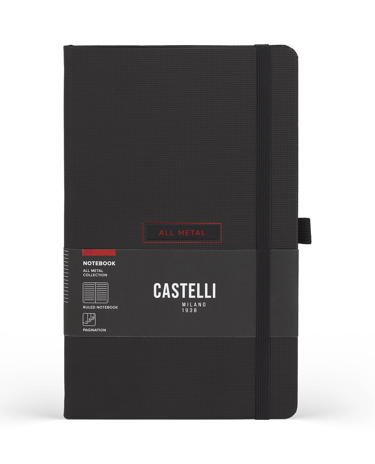 Carnet CASTELLI MILANO All Metal - 13 x 21 cm - Hardcover - Ligné - Red - 8056149954713