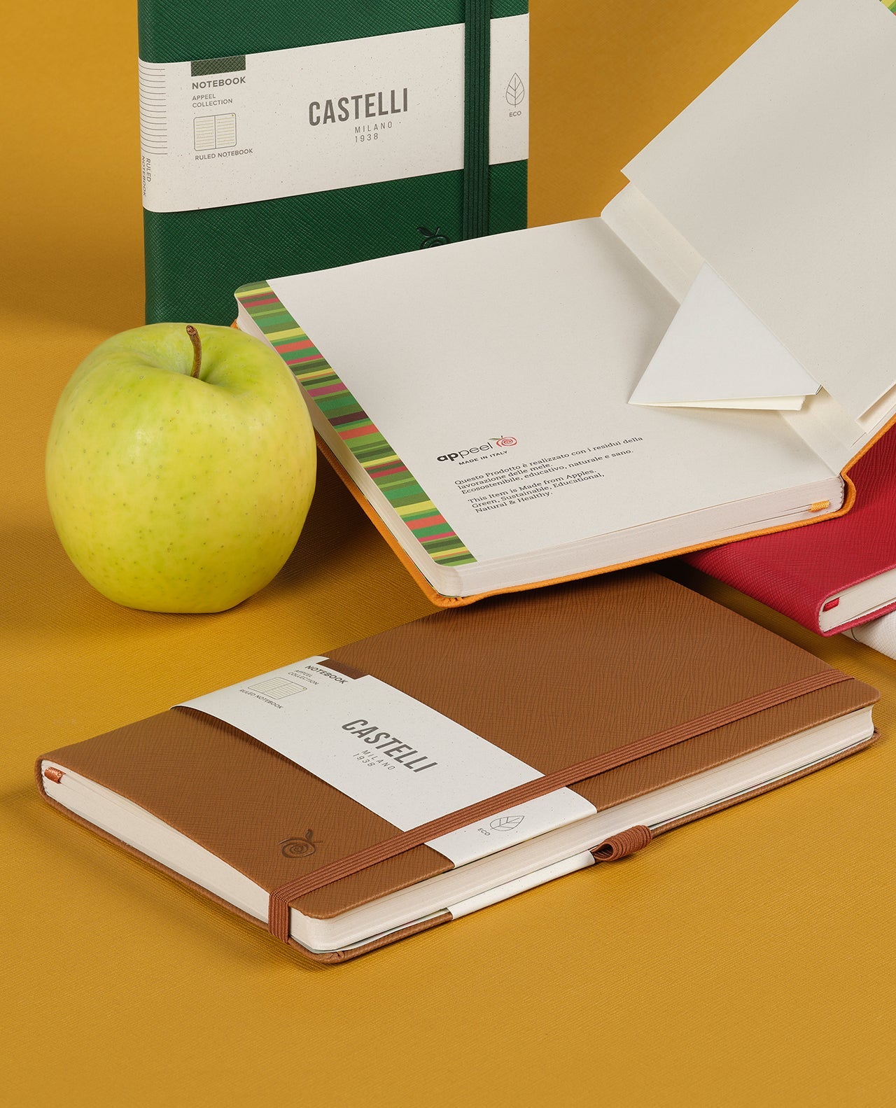 Carnet CASTELLI MILANO Appeel Classic - 19 x 25 cm - Hardcover - Ligné - Brown - 8056149954355