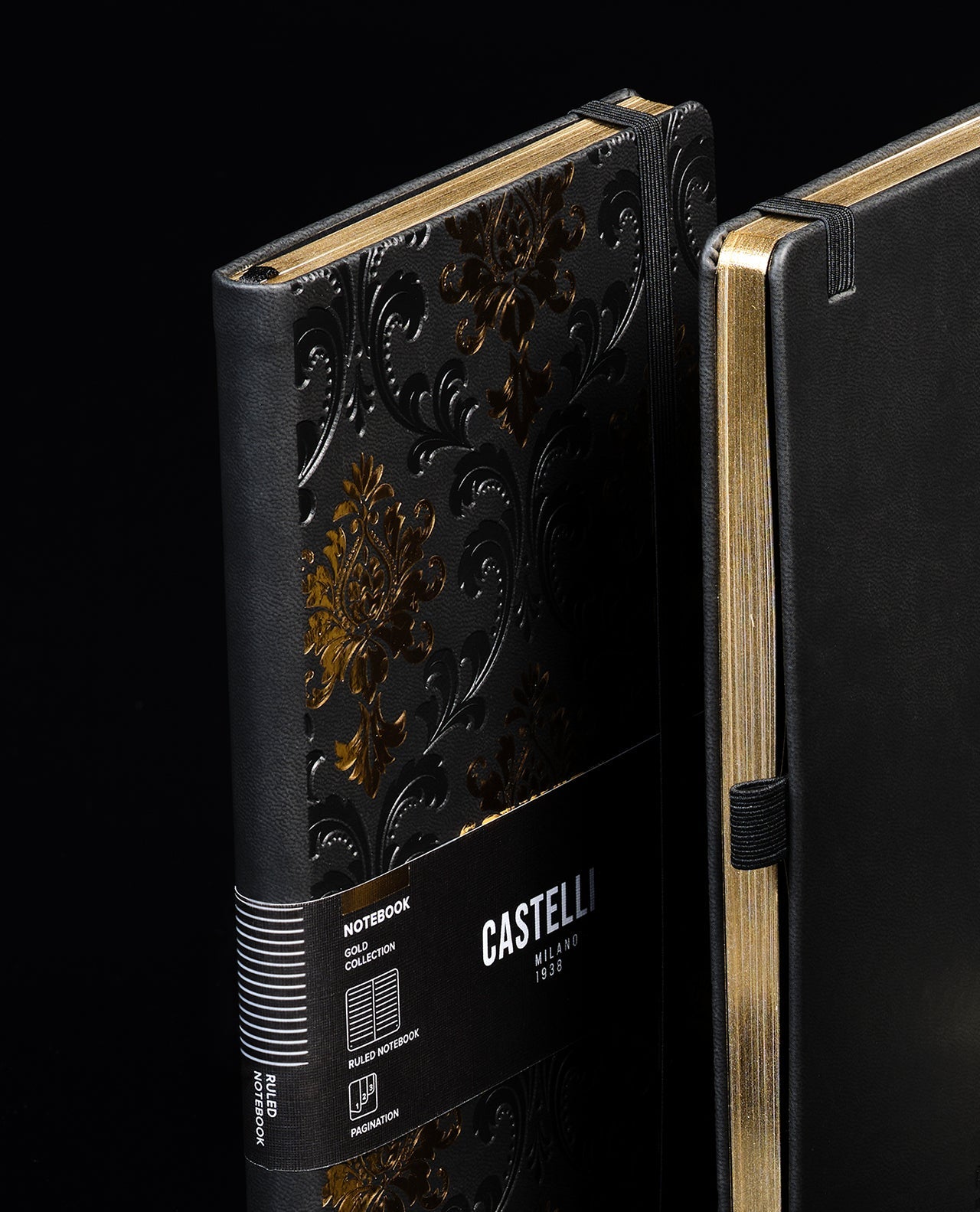 Carnet CASTELLI MILANO Gold - 19 x 25 cm - Hardcover - Ligné - Baroque - 8056149955598