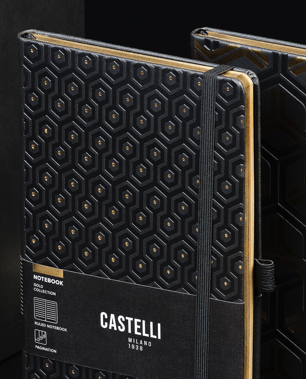 Carnet CASTELLI MILANO Gold - 19 x 25 cm - Hardcover - Ligné - Honeycomb - 8056149955611